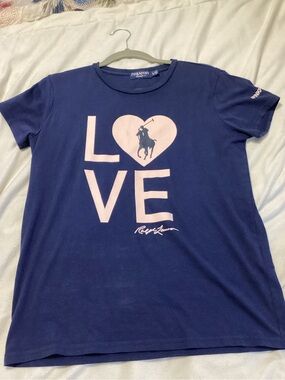 Ralph Lauren Women’s Navy Short-Sleeve 'LOVE' Graphic Tee